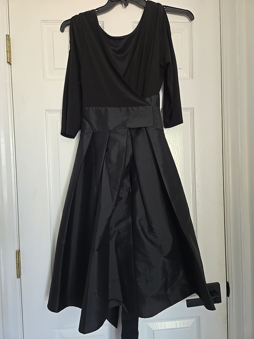 Adrianna Papell Taffeta Formal Evening Cocktail Black Dress Size 14M NWT - Picture 10 of 15